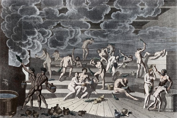 Русская баня на гравюре 1812 г.